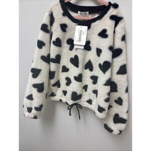 New Speechless Kids Hearts Plush Pullover‎ Top Girls M